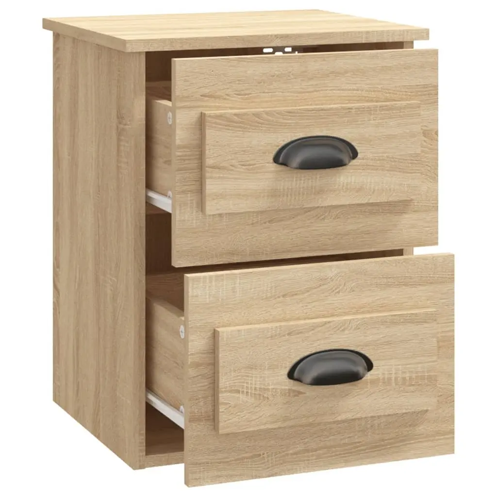 Wall-mounted Bedside Cabinet with 2 Drawers Brown Floating Storage Unit