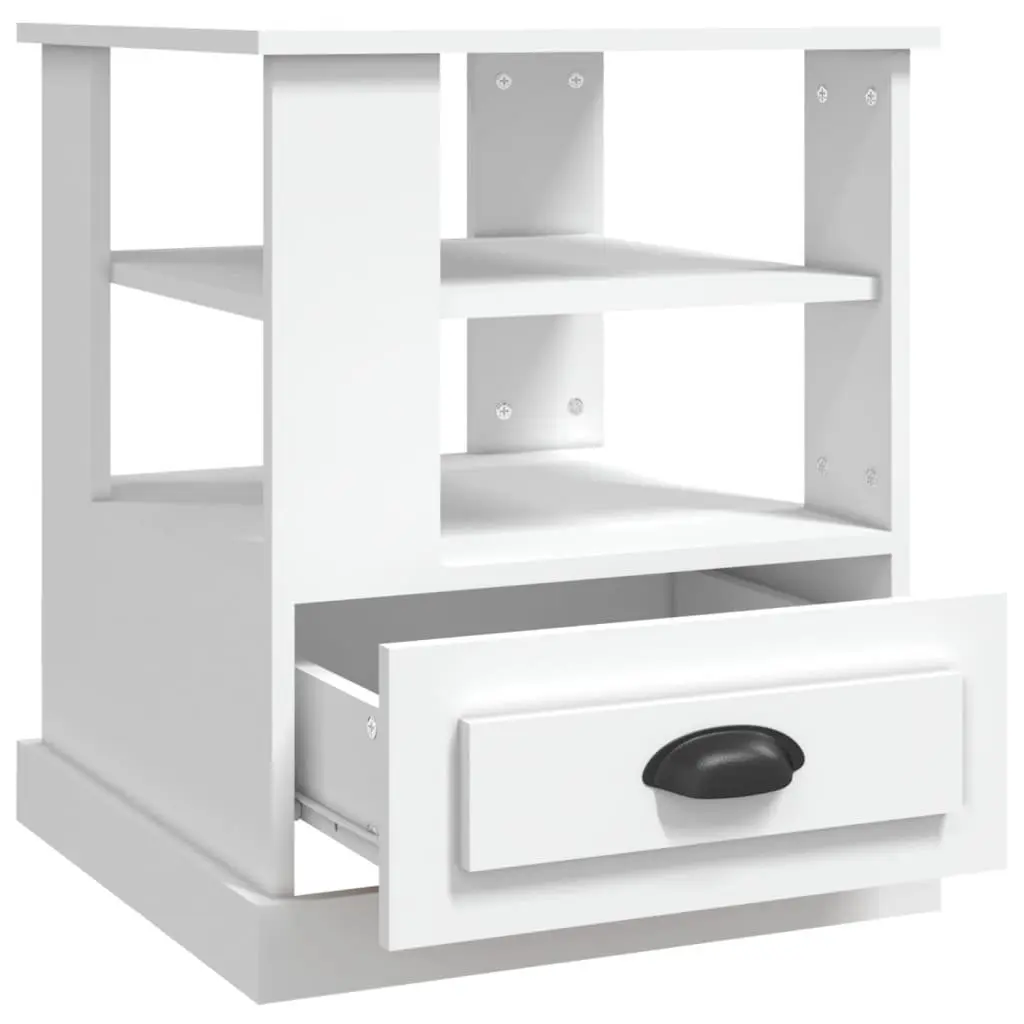 Side Table 50x50x60 cm White Engineered Wood Storage Accent Furniture Living Room