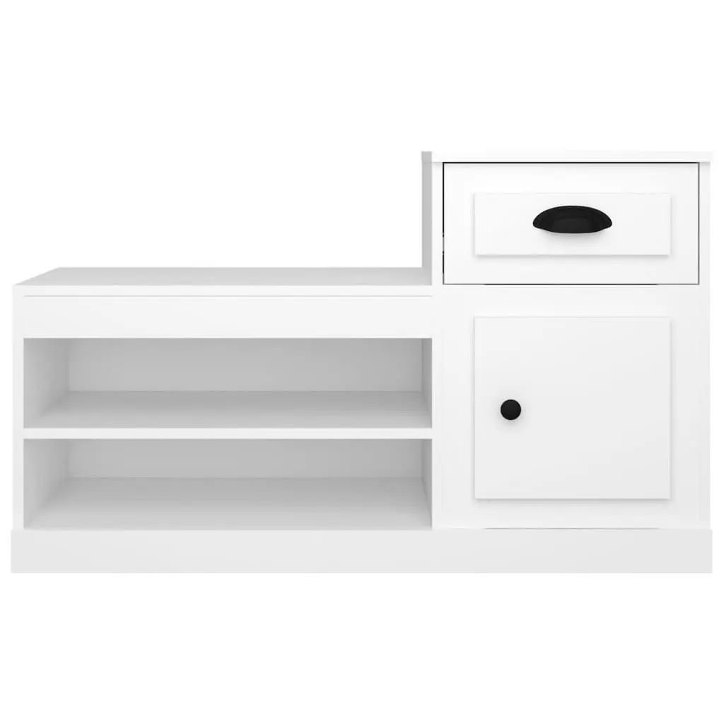 Shoe Cabinet White Engineered Wood Two-Tier Storage Organiser Cupboard 100x42x60cm