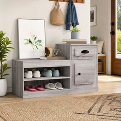 Smartly Organised Space with a Grey Shoe Cabinet
