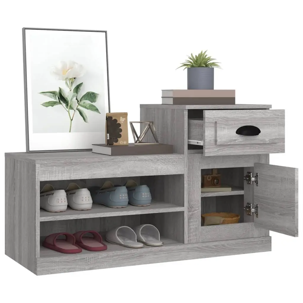 Shoe Cabinet 100x42x60cm Grey Engineered Wood Storage Organiser