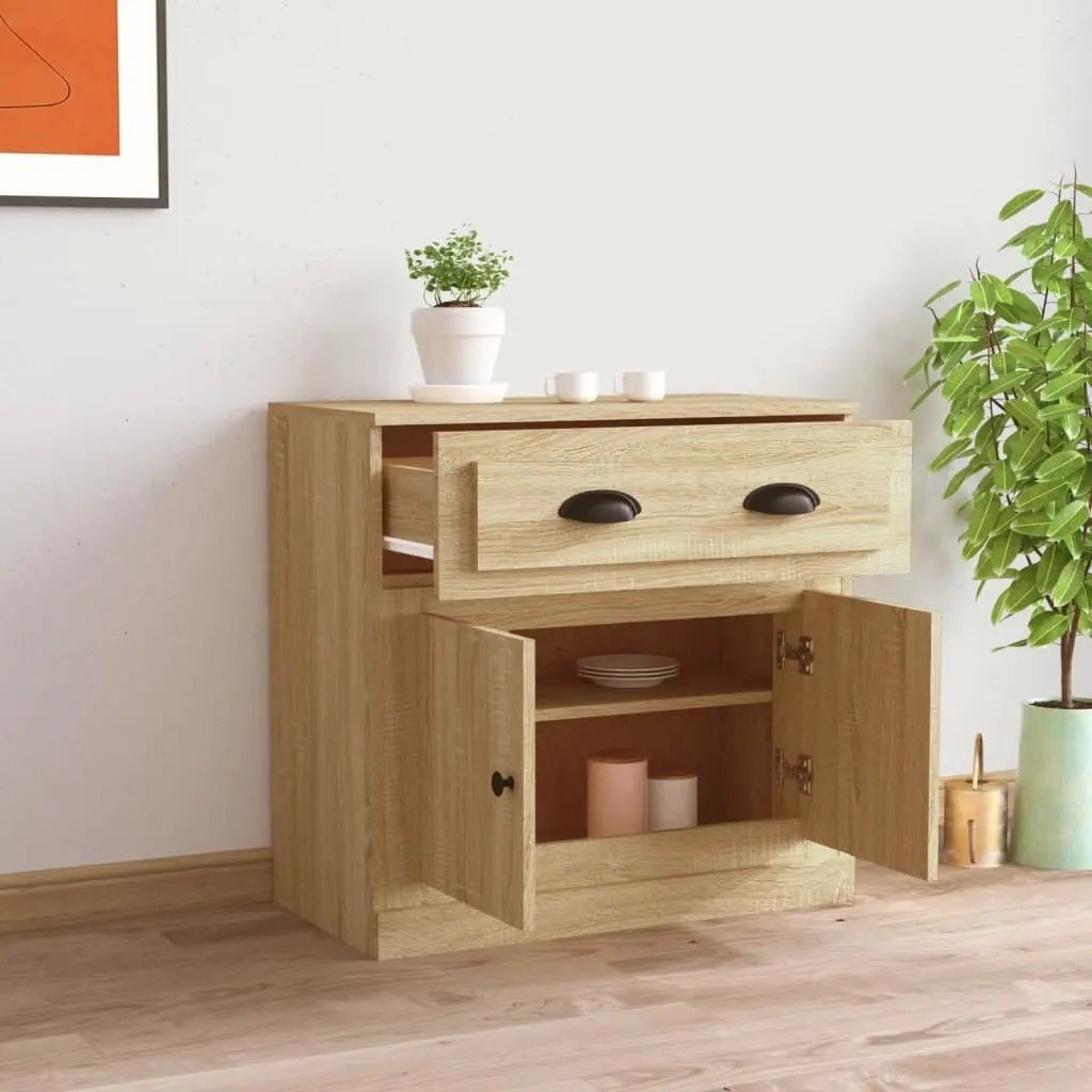 Sideboard Storage Cabinet 70cm Brown Engineered Wood Durable Construction Ample Storage Space