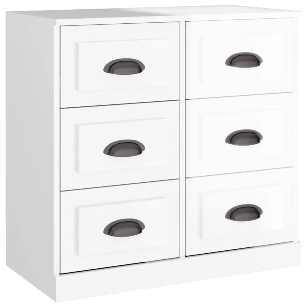 White Sideboard Storage Cabinet 70cm Engineered Wood High Gloss Buffet Furniture