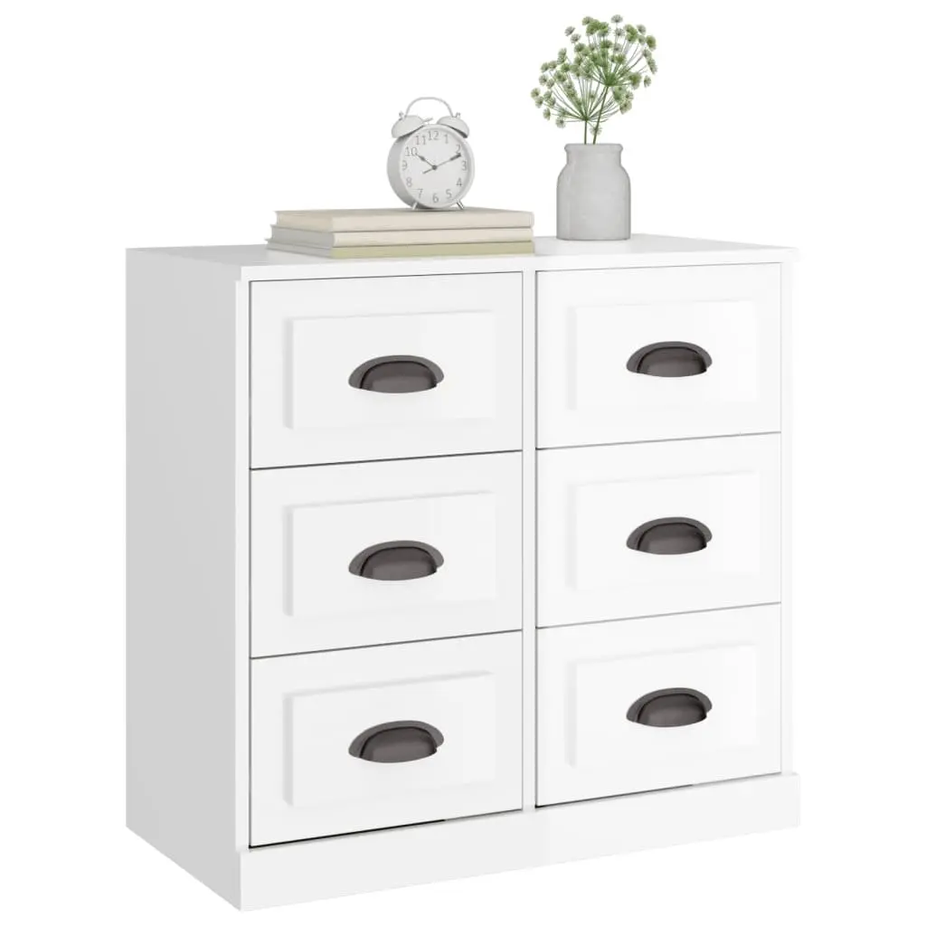 White Sideboard Storage Cabinet 70cm Engineered Wood High Gloss Buffet Furniture
