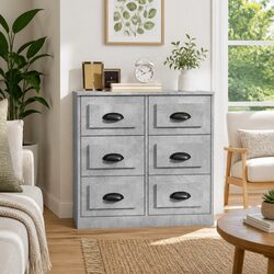 Grey Sideboard Cabinet Engineered Wood Storage Buffet Furniture 70x35.5x67.5cm