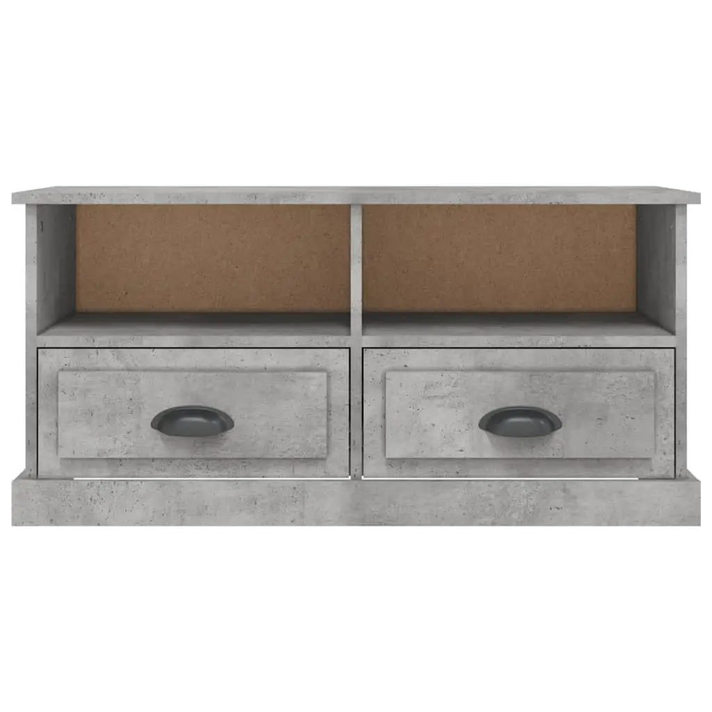 Grey Engineered Wood TV Stand with Drawers and Open Storage Compartments