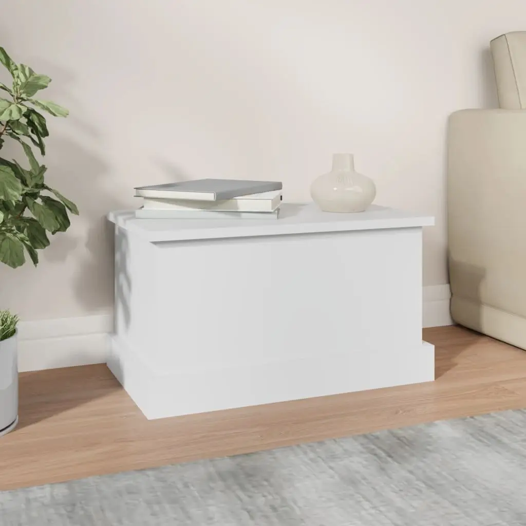 Storage Box 50x30x28 cm White Engineered Wood Chest Organiser