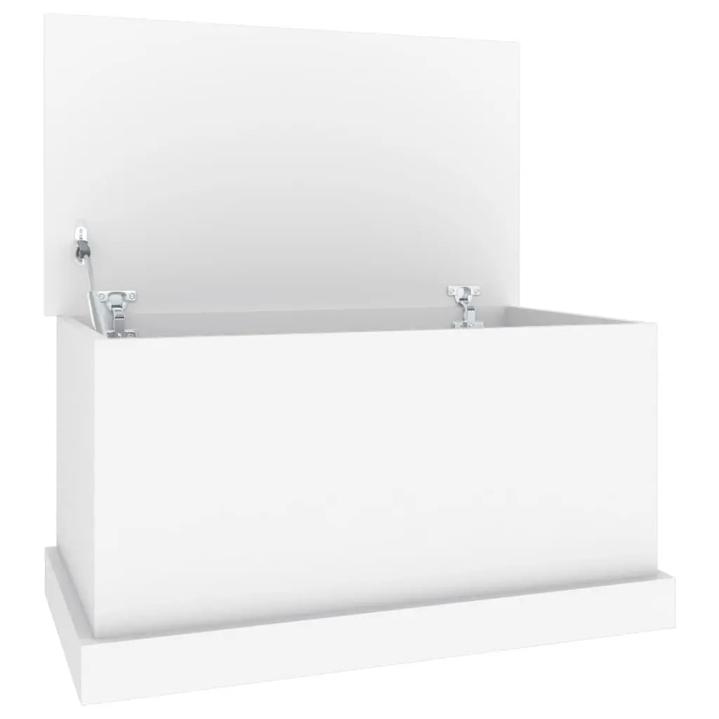 Storage Box White Engineered Wood Hinged Lid Organizer Chest for Bedroom Living Room