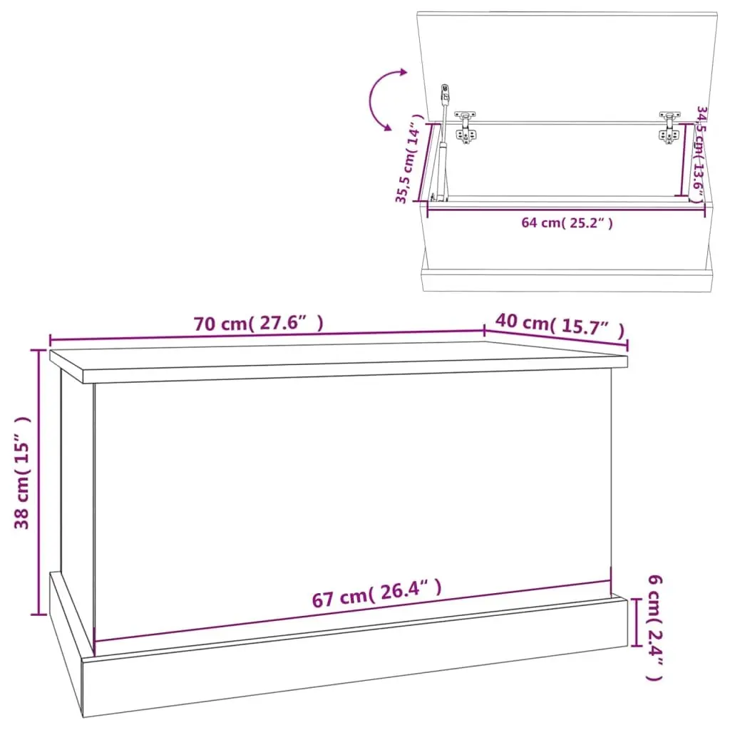 Storage Box White Engineered Wood Hinged Lid Organizer Chest for Bedroom Living Room