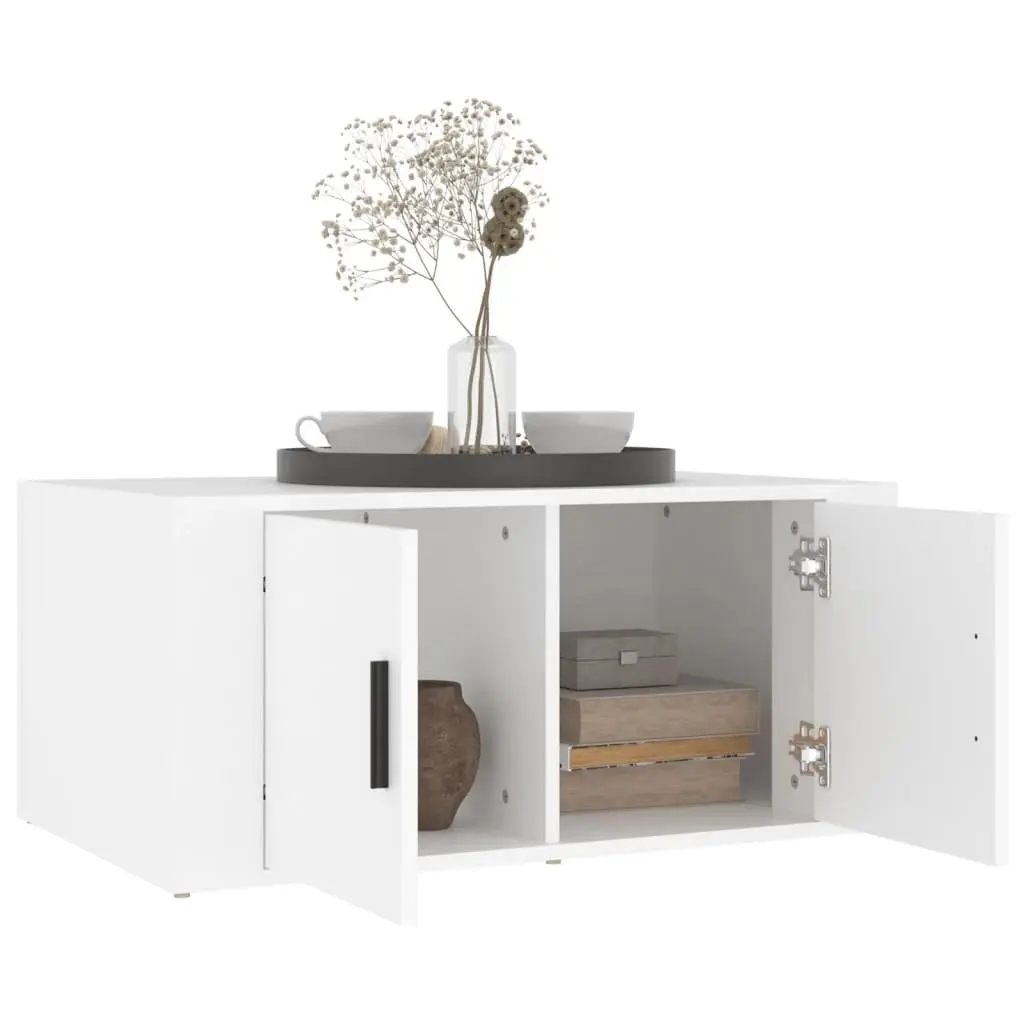Coffee Table 80x50x36cm White with Storage Compartments Door