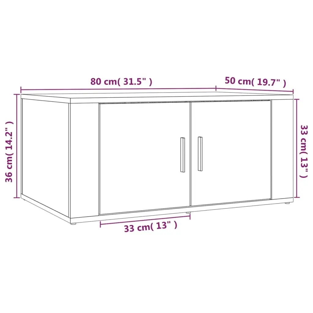 Coffee Table 80x50x36cm White with Storage Compartments Door