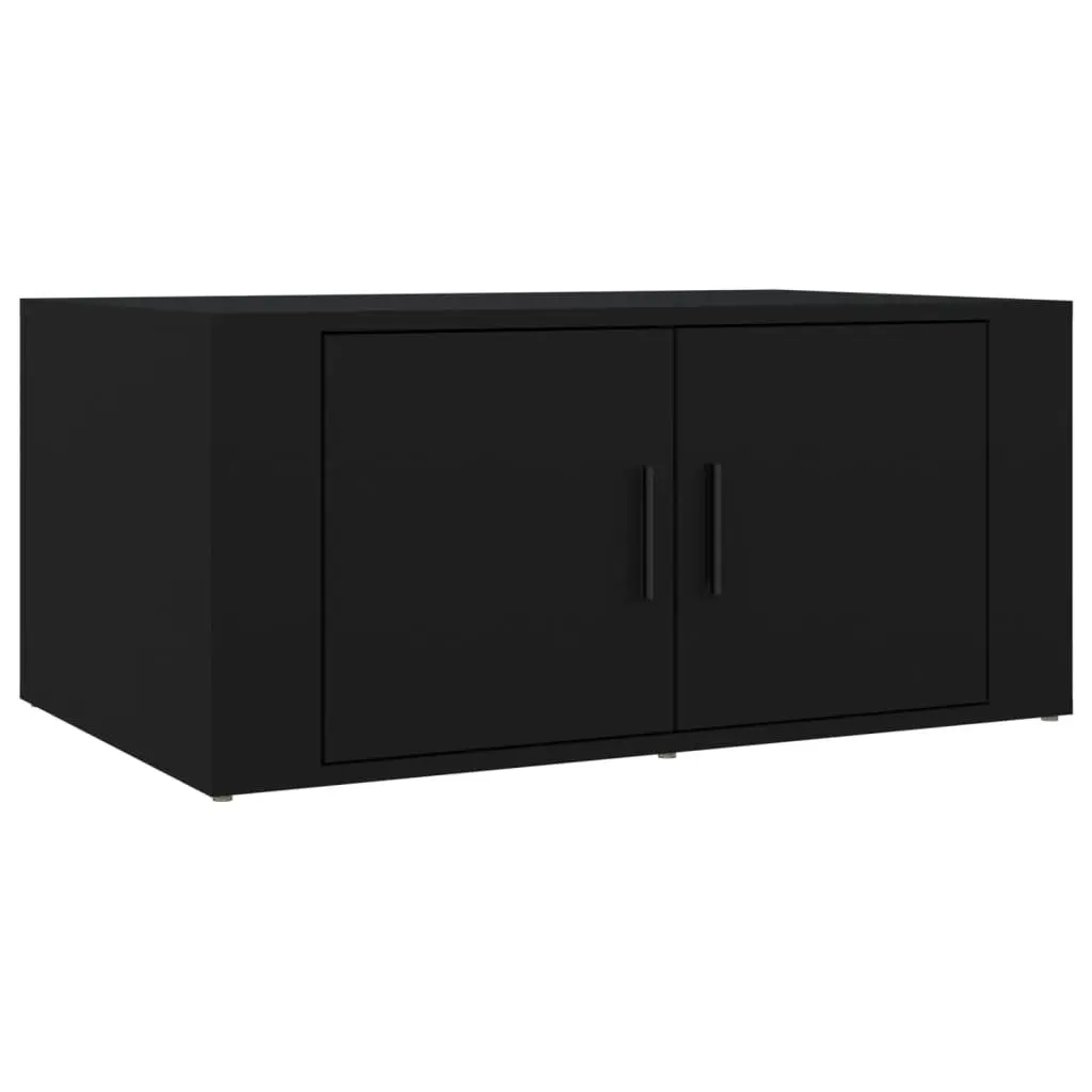 Coffee Table Black Engineered Wood 2 Storage Compartments