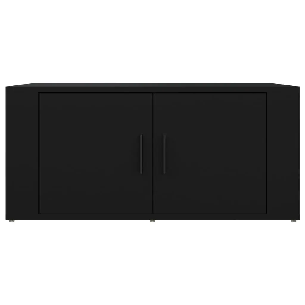 Coffee Table Black Engineered Wood 2 Storage Compartments