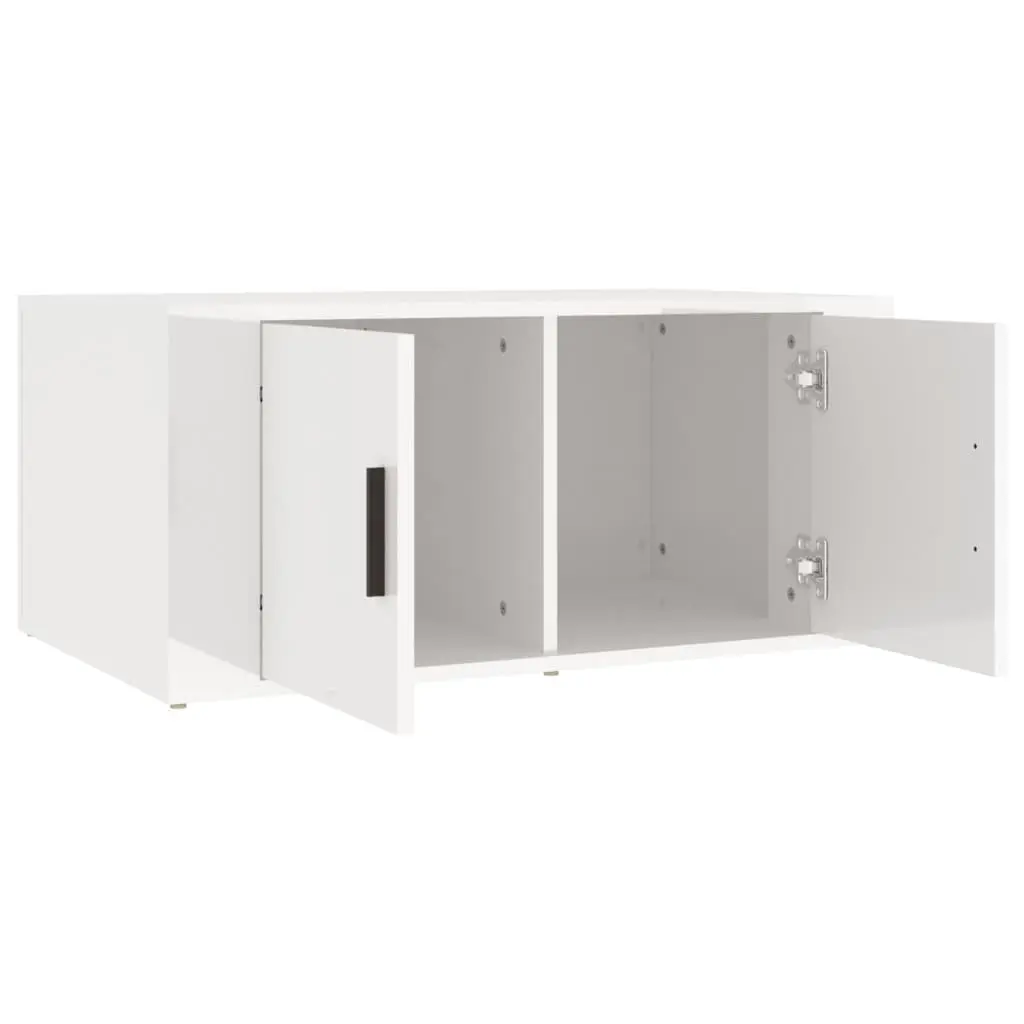 Coffee Table High Gloss White Engineered Wood with 2 Storage Compartments