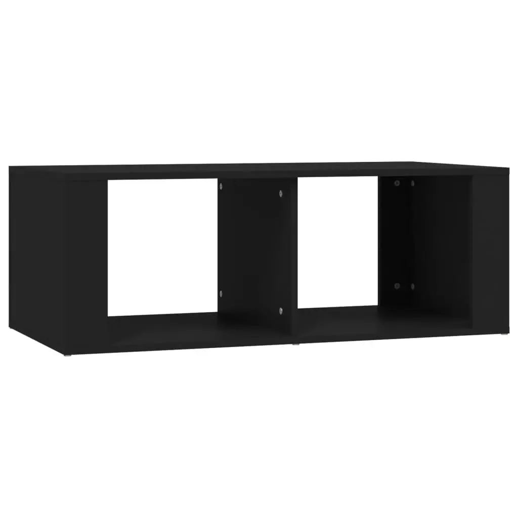 Coffee Table Black Modern 2 Storage Shelves Engineered Wood