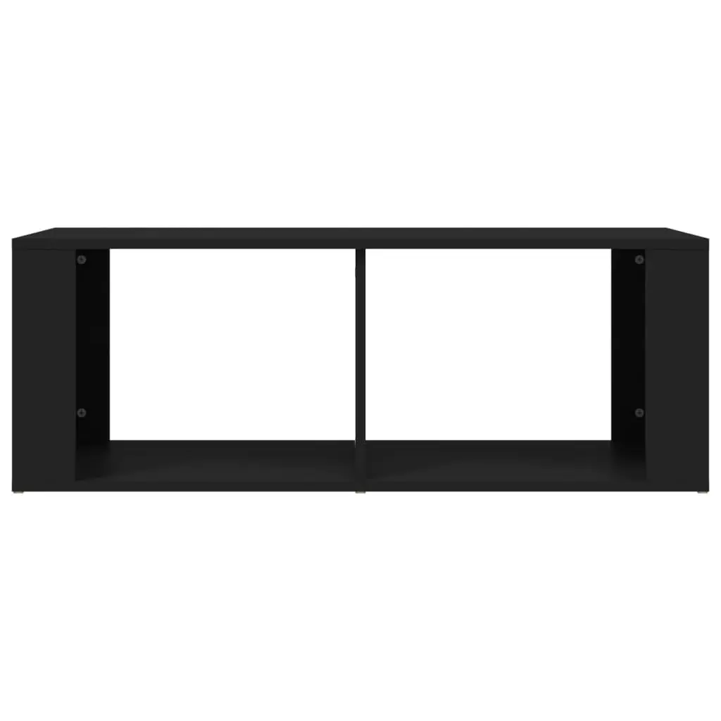 Coffee Table Black Modern 2 Storage Shelves Engineered Wood