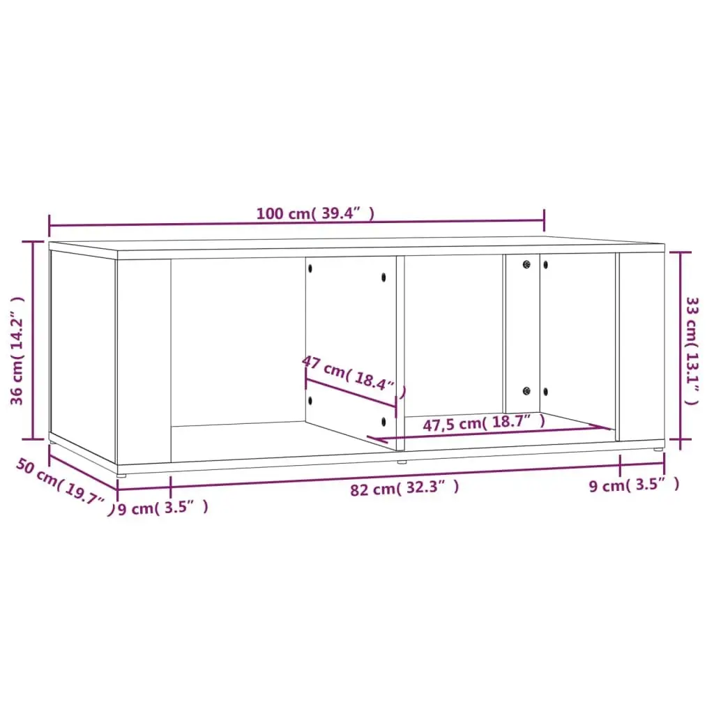 Coffee Table Black Modern 2 Storage Shelves Engineered Wood