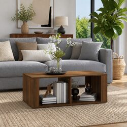 Functional Living Room Coffee Table in Brown Oak, 100x50x36 cm