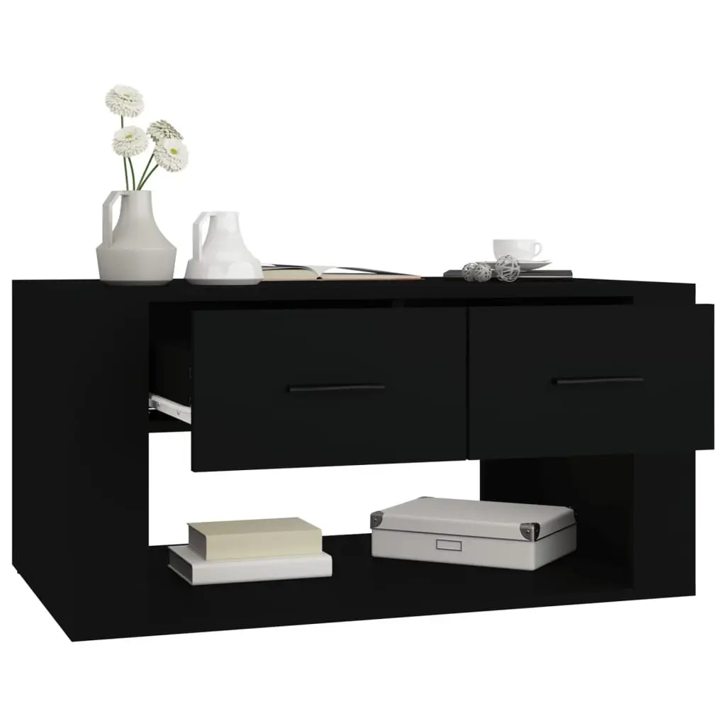 Coffee Table 80x50x40 cm Black with 2 Storage Drawers
