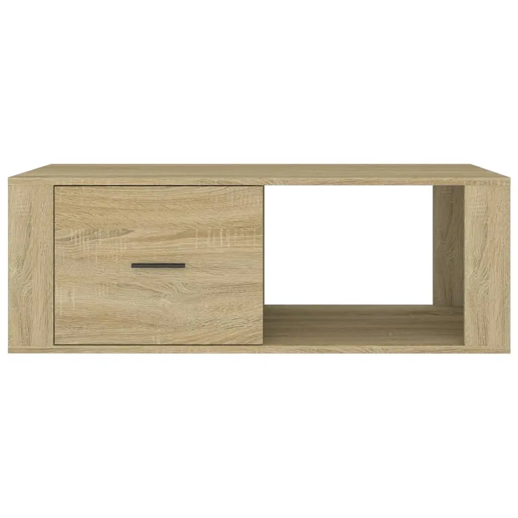 Coffee Table Brown Engineered Wood Storage Drawer Open Compartment