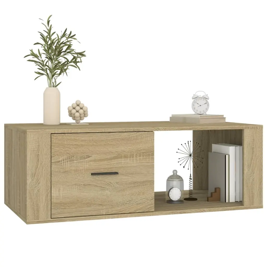Coffee Table Brown Engineered Wood Storage Drawer Open Compartment