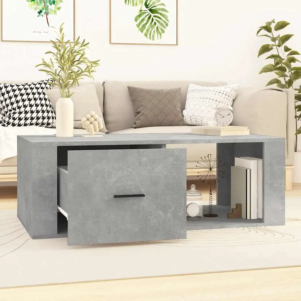 Coffee Table 100x50.5x35cm Grey Engineered Wood Storage Drawer Compartment