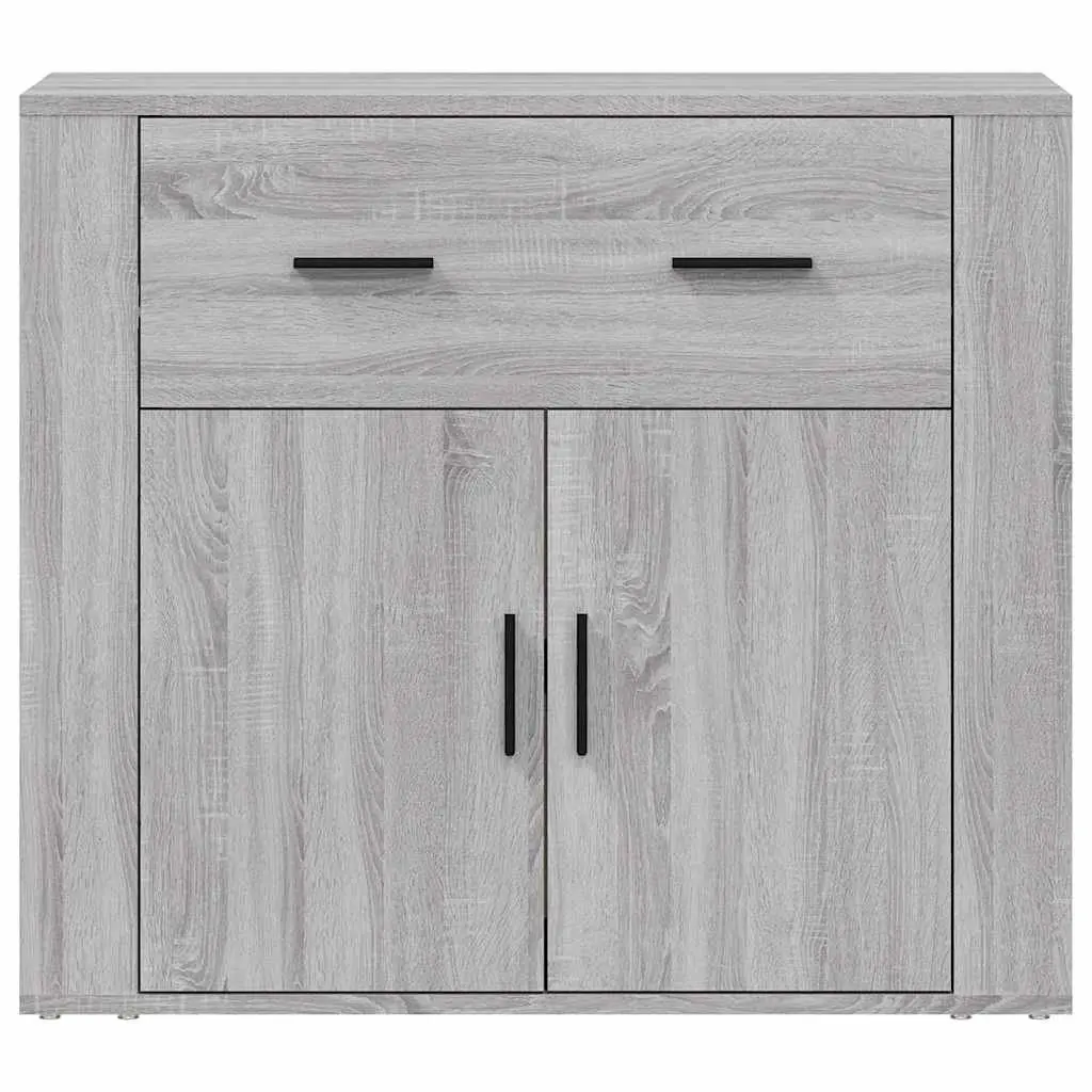 Grey Sideboard Storage Cabinet 80x33x70cm Multiple Compartments and Drawers