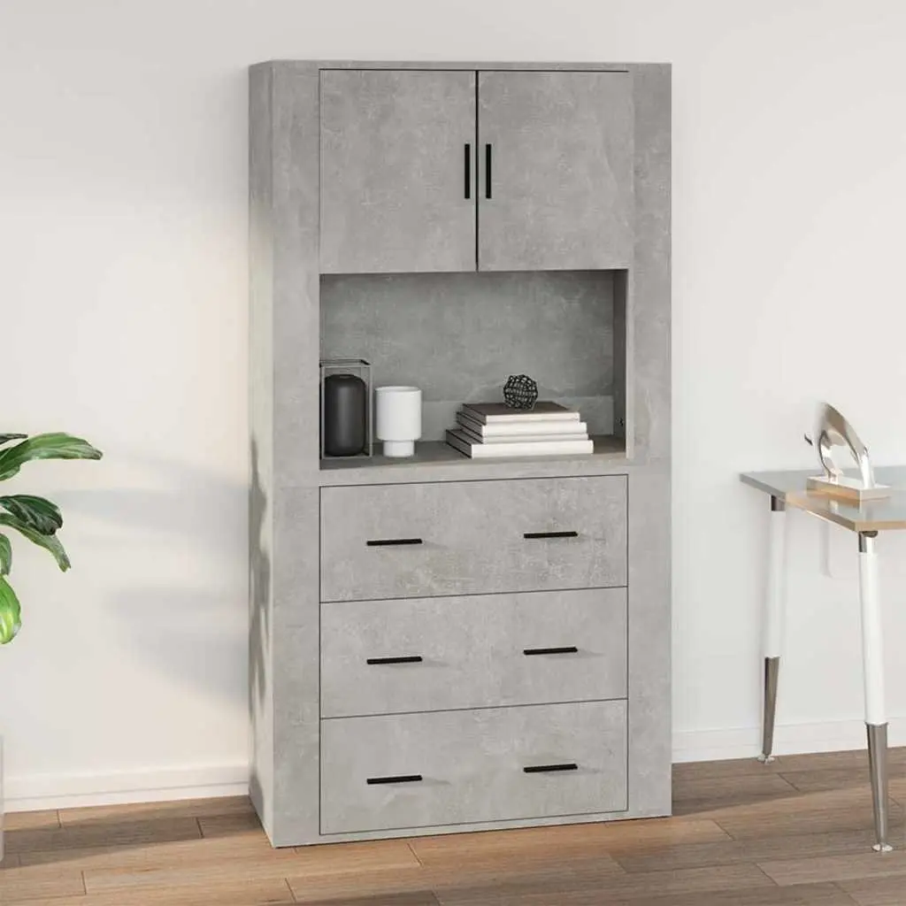 Wall Cabinet 80x33x80 cm Grey Engineered Wood Hanging Storage Organiser