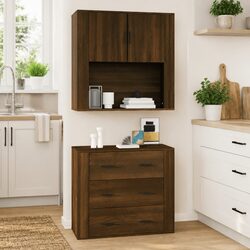 Elegant Brown Oak Wall Cabinet 80x33x80 cm for Home