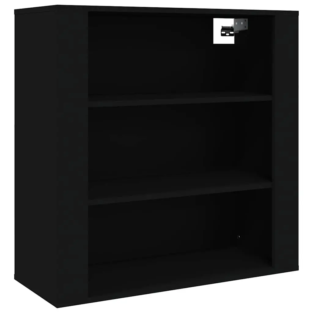 Wall Cabinet 80x33x80 cm Black 3 Shelves Wall-mounted Storage Organiser Engineered Wood