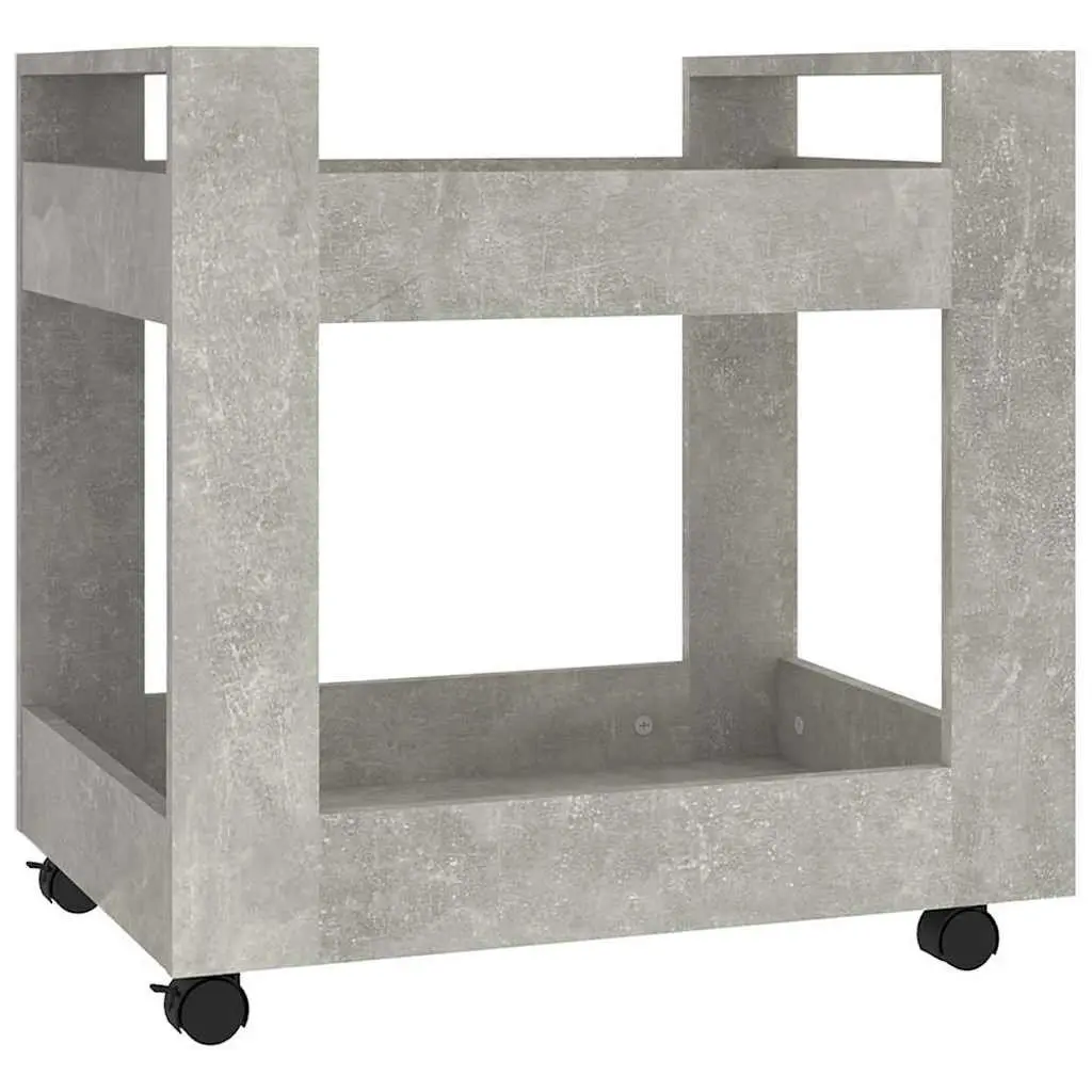 Desk Trolley 60x45x60 cm Grey Storage Cart with Two Open Shelves and Four Castors