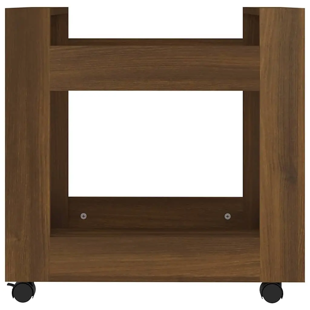 Desk Trolley 60x45x60 cm Brown Oak Engineered Wood 2 Open Shelves Rolling Castors