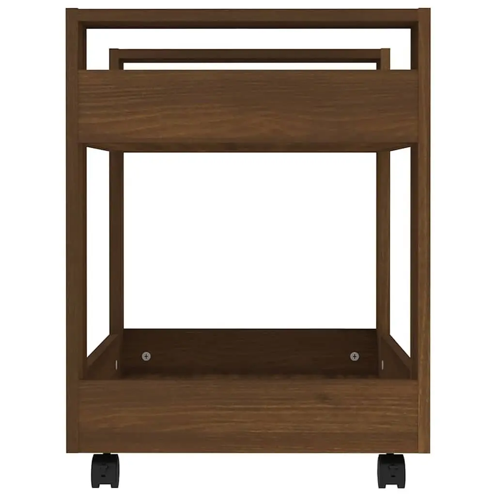 Desk Trolley 60x45x60 cm Brown Oak Engineered Wood 2 Open Shelves Rolling Castors