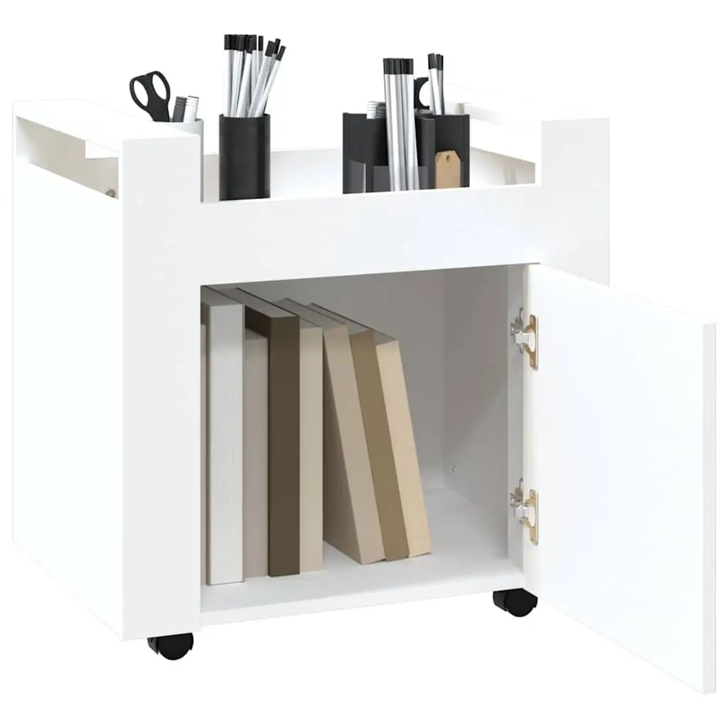 Desk Trolley White Mobile Storage Cabinet Under Desk Cart with Sturdy Top Surface and Storage Compartment