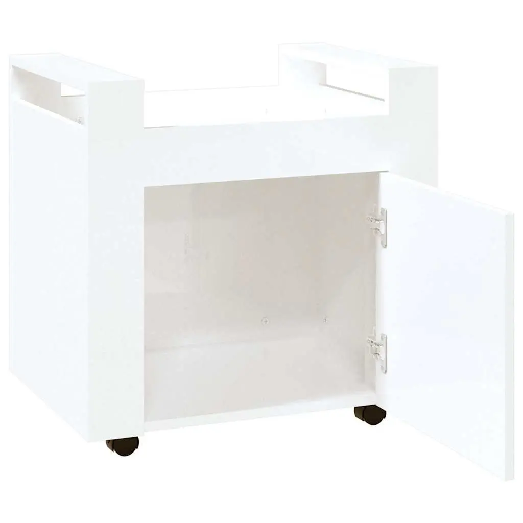 Desk Trolley 60x45x60cm Mobile Storage Cart with Door and Casters