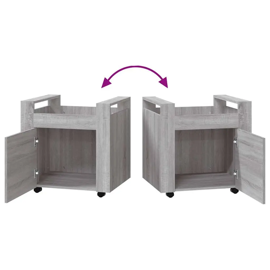 Desk Trolley Grey Mobile Storage Cabinet with Door and Wheels