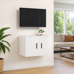 Wall Mounted TV Cabinet White Media Storage Unit Shelving Wall Mounted Design