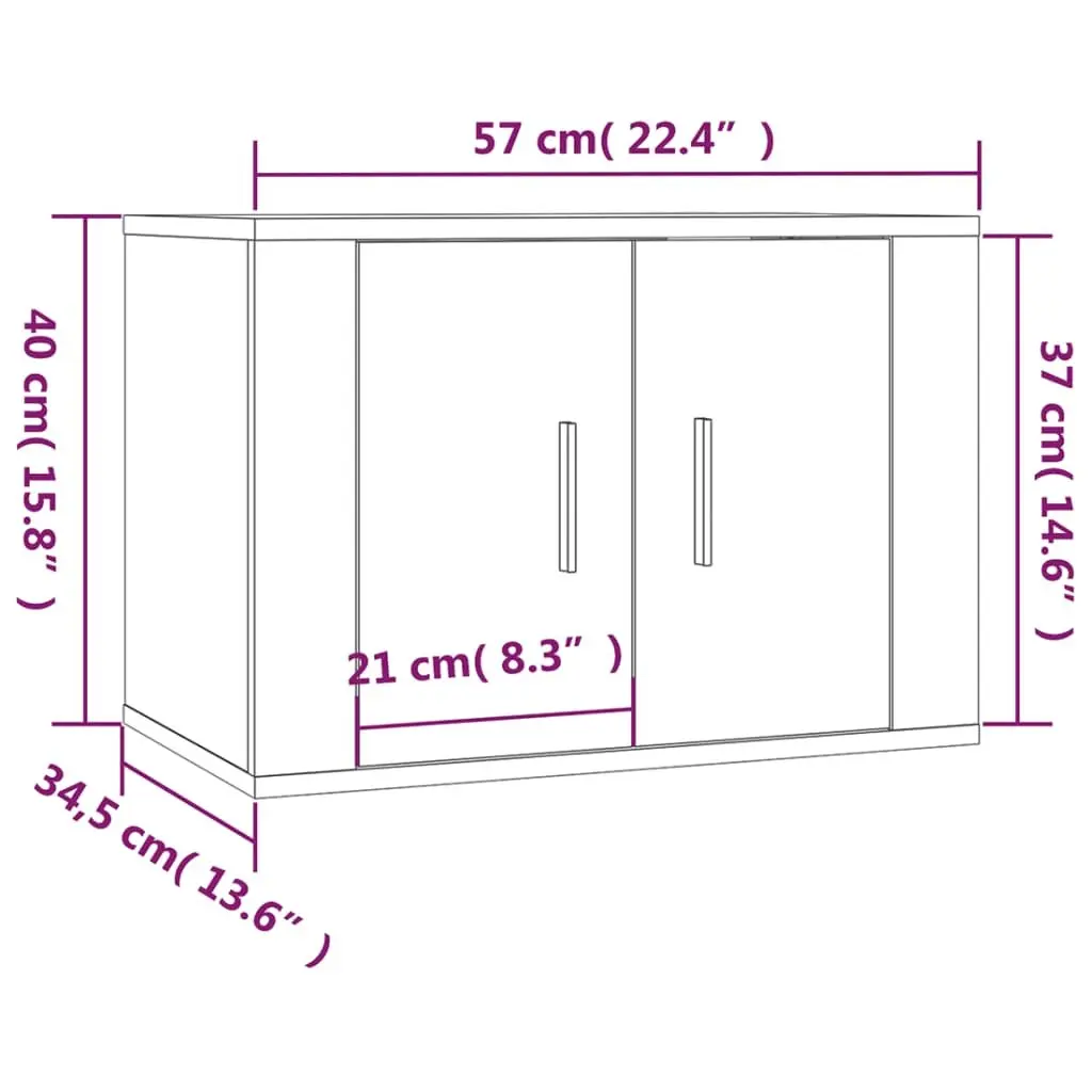 Wall Mounted TV Cabinet 57x34.5x40cm Brown Engineered Wood Storage Unit