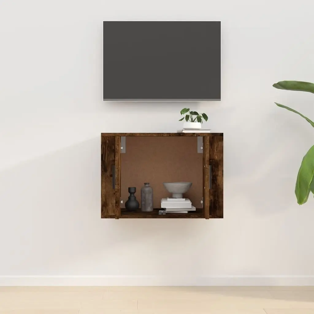 Wall Mounted TV Cabinet 57x34.5x40cm Brown Engineered Wood Storage Unit