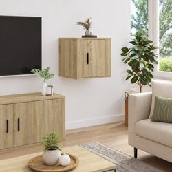 Floating Shelf Organizer: Brown Wall Mounted TV Unit