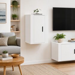 Elegant White TV Cabinet for Wall-Mounting and Storage