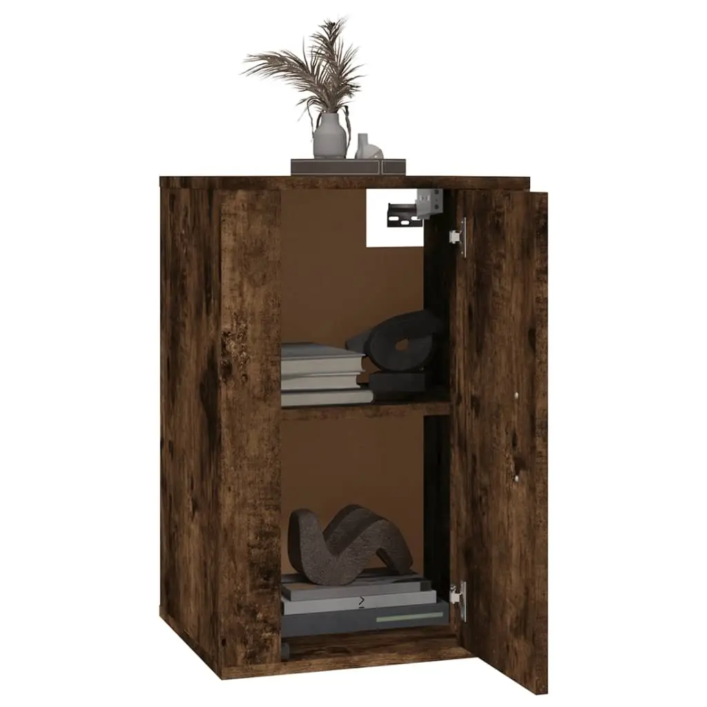 Wall Mounted TV Cabinet 40cm Brown Smoked Oak Media Storage Unit Floating Cupboard