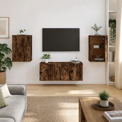 Space-Saving Wall Mounted TV Storage Unit in Brown