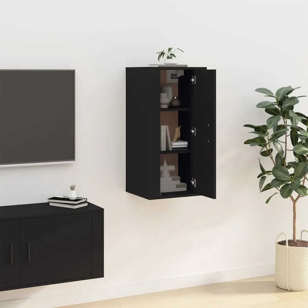 Wall Mounted TV Cabinet 40x34.5x80cm Black Storage Media Display Unit
