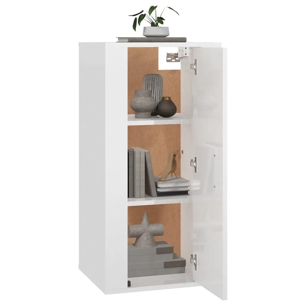 Wall Mounted TV Cabinet 40cm White High Gloss Space Saving Media Storage Unit
