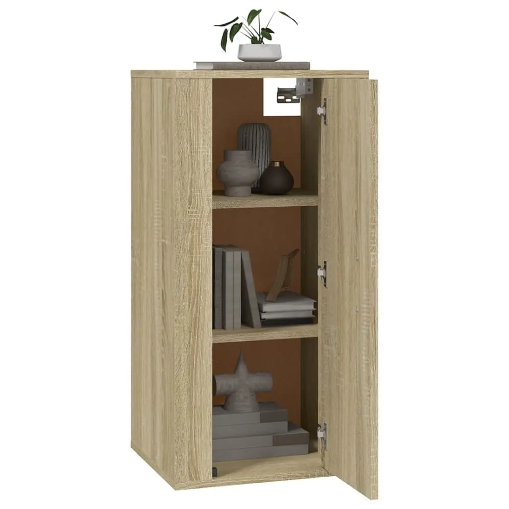 Wall Mounted TV Cabinet Brown Engineered Wood Storage Unit with 3 Compartments