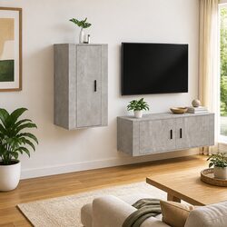 Maximize Space with Grey Wall Mounted TV Cabinet