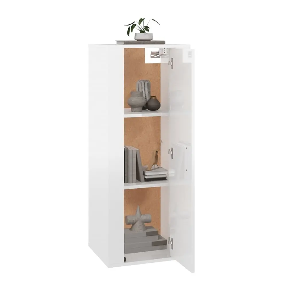 Wall Mounted TV Cabinet 40x34.5x100cm White High Gloss 3 Storage Compartments