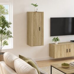 Wall Mounted TV Cabinet with Storage Compartments Brown Media Unit Display Shelf