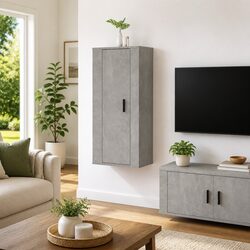 Grey Wall Mounted Media Storage Unit 40x34.5x100cm